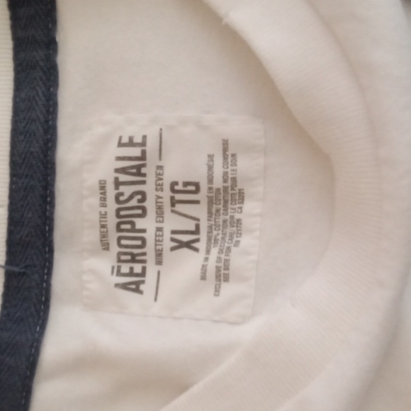 Aeropostale White and Blue Logo Tee Distressed Letters Mens XL 2011 - Picture 4 of 8